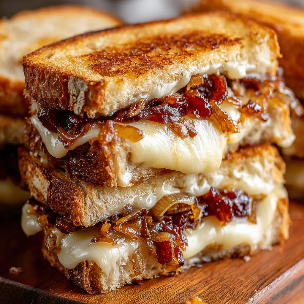Bacon and Caramelized Onion Grilled Cheese Sandwiches