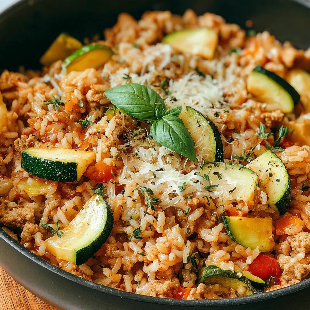 Ground Chicken Zucchini Rice Skillet