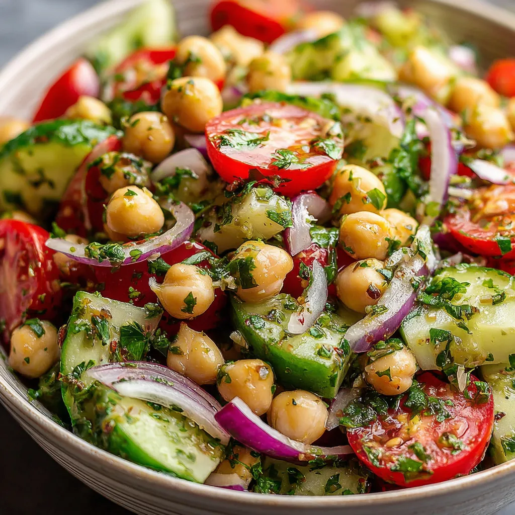 Chickpea Cucumber Tomato Salad with Lemon Parsley Vinaigrette
