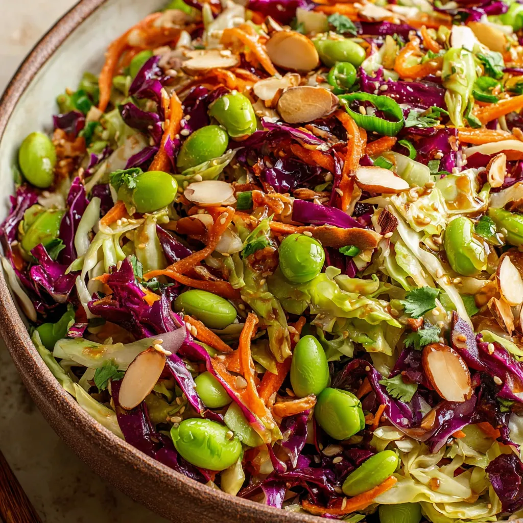 Crunchy Cabbage and Edamame Salad with Sesame Ginger Dressing