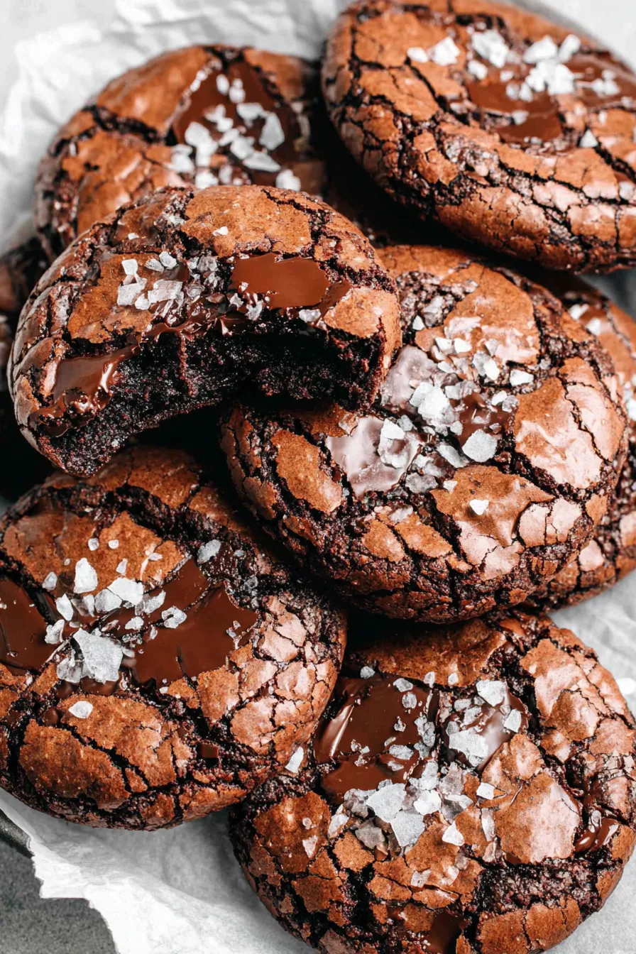 Freshly baked fudgy browkies with crackly tops