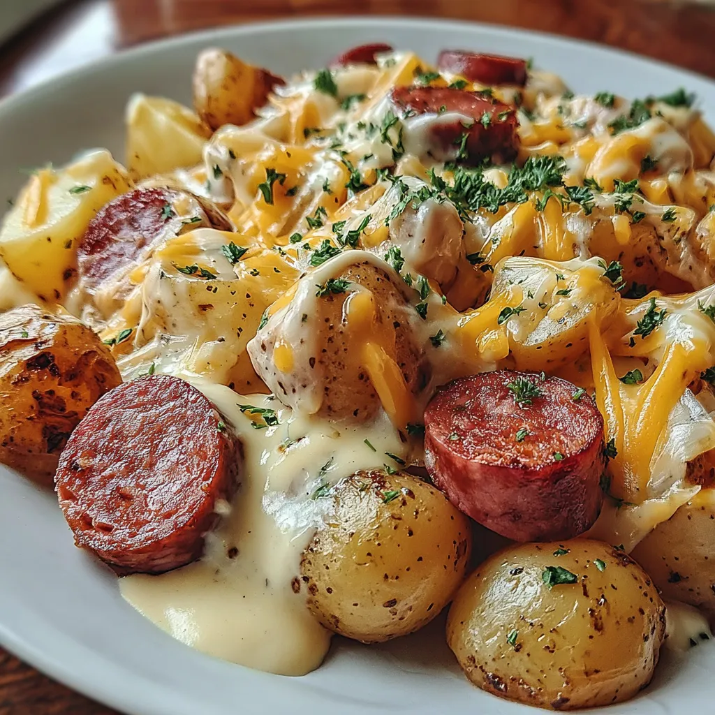 Cheesy Ranch Potatoes and Smoked Sausage