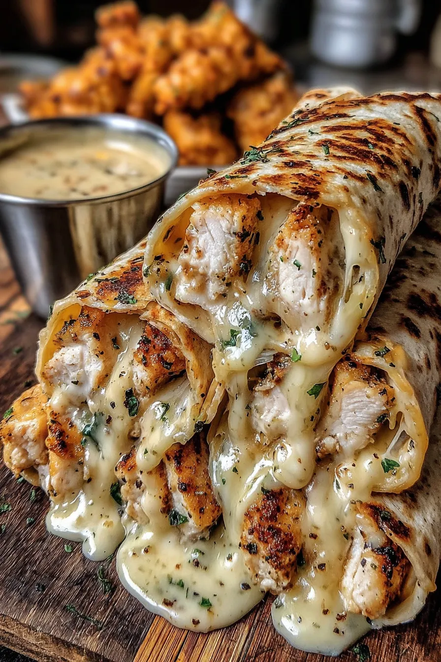 Two wraps on a cutting board with filling visible