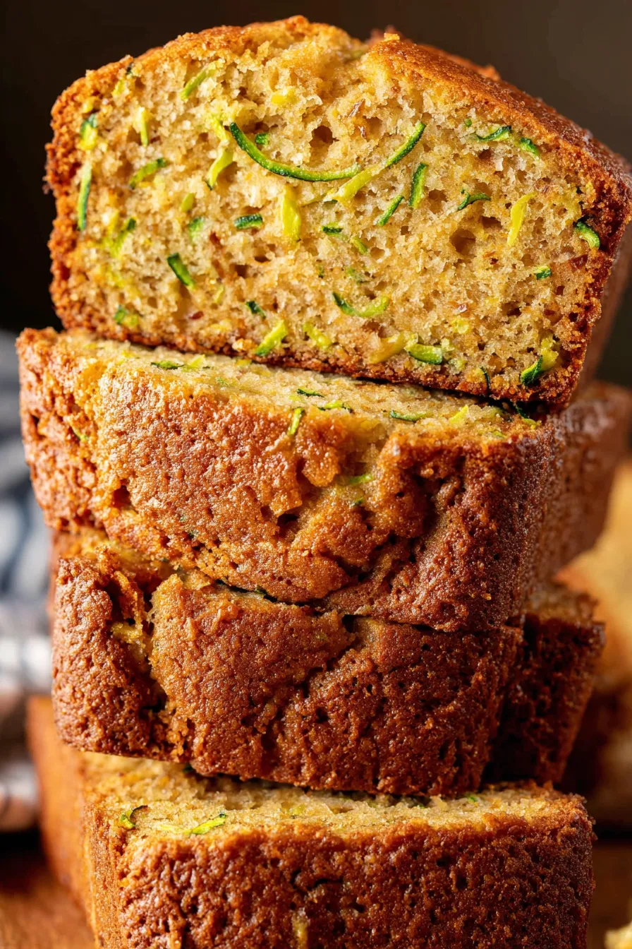 Freshly baked zucchini bread cooling on a rack