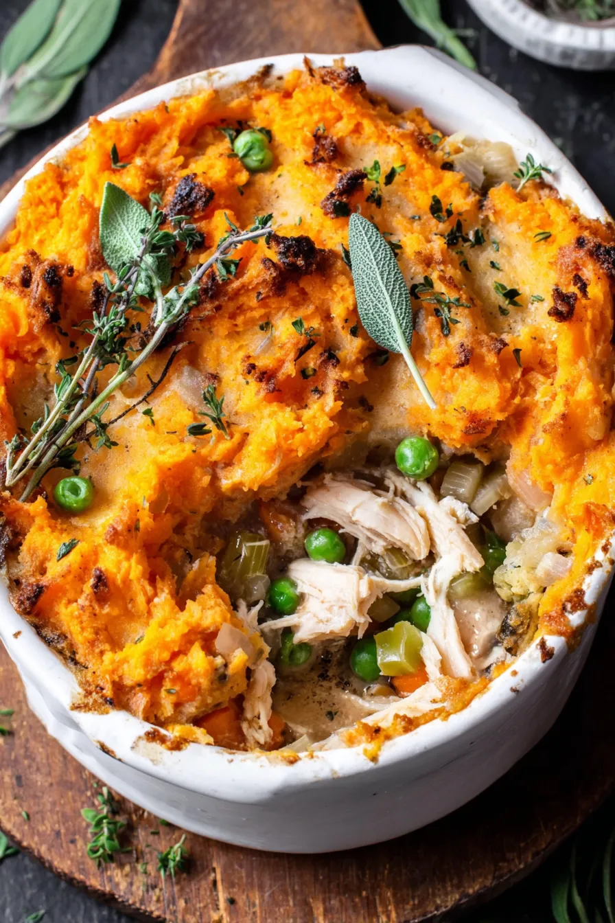 Individual ramekin portions of turkey pot pie