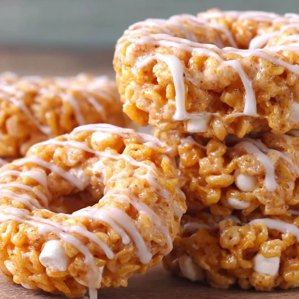 Pumpkin Rice Krispie Donuts