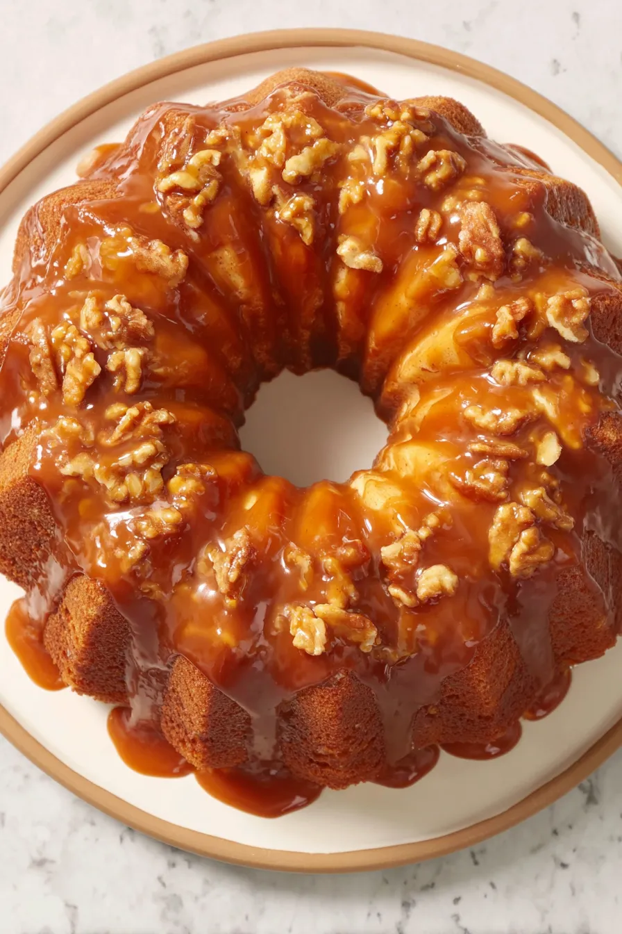 Bundt apple cake fresh from oven