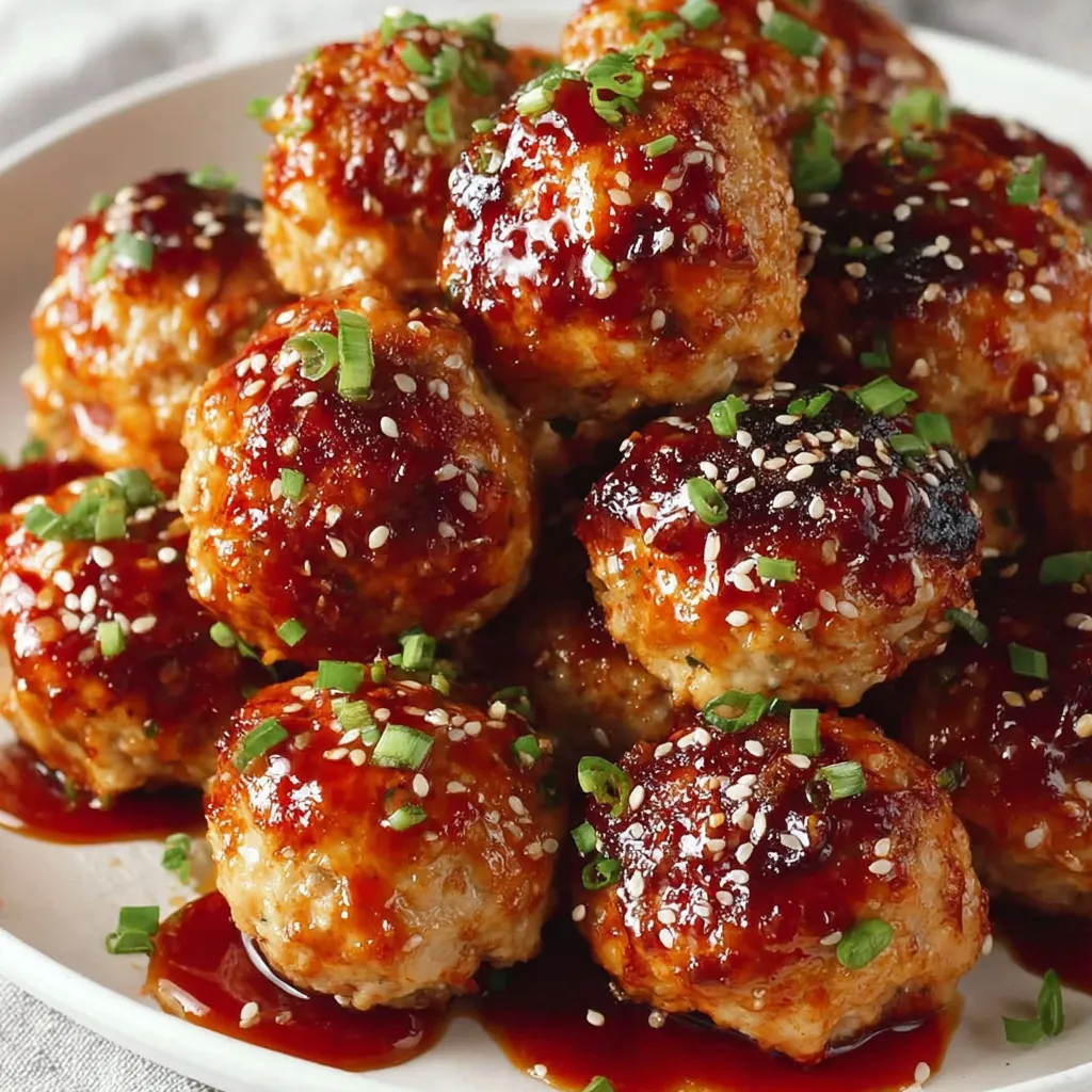 Sheet Pan Sesame Ginger Chicken Meatballs with Sweet Chili Glaze