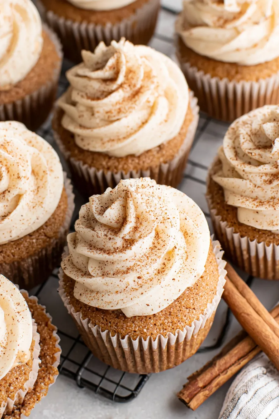 Frosted pumpkin cupcakes with nutmeg