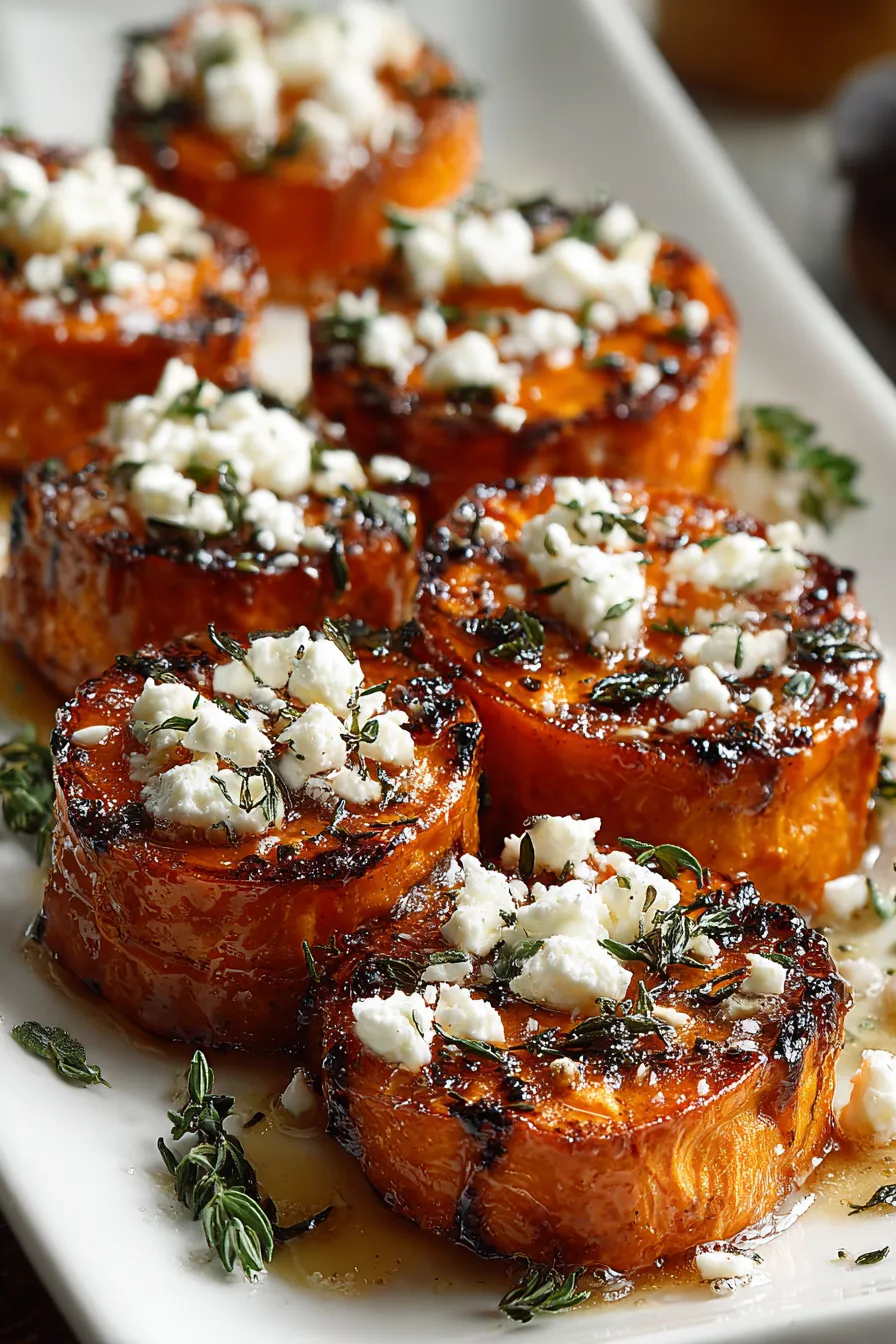 Roasted sweet potato rounds on a baking sheet