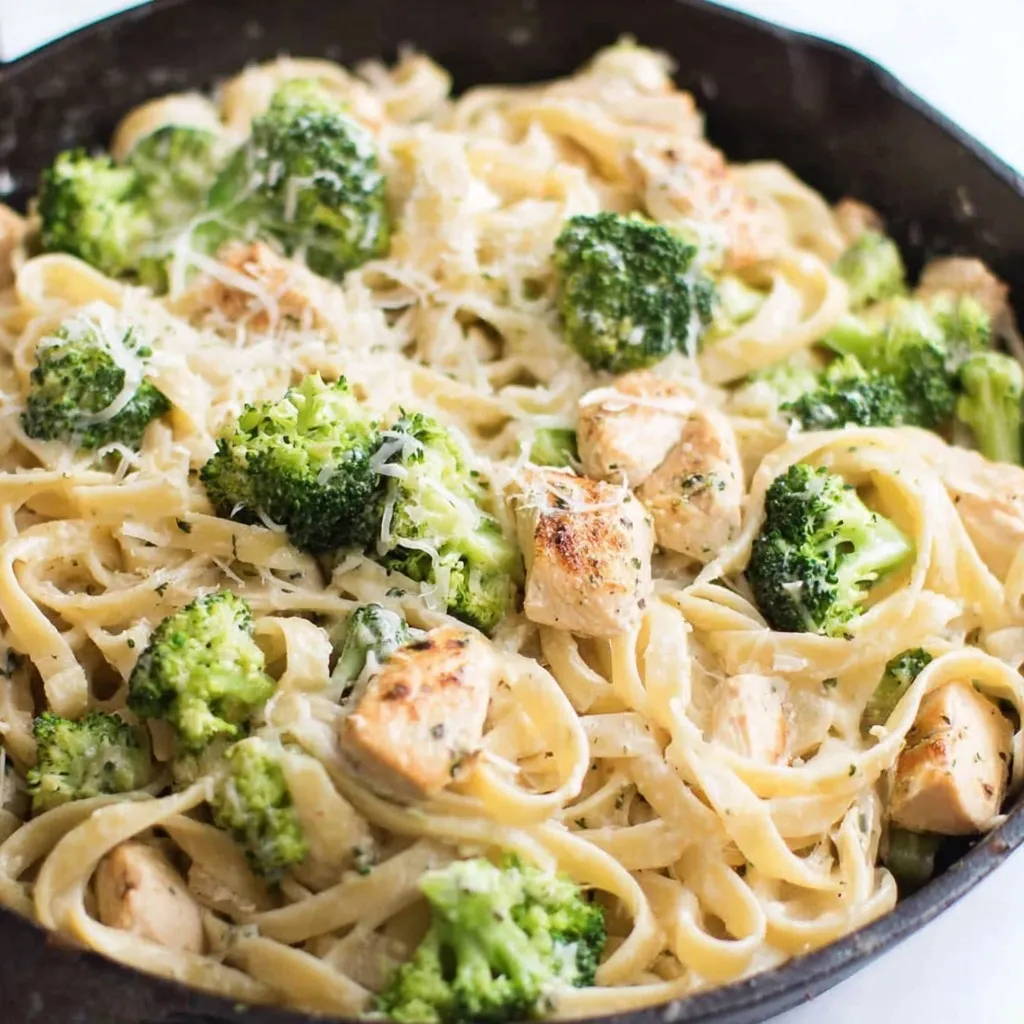 Quick & Easy Fettuccine Chicken Broccoli Alfredo