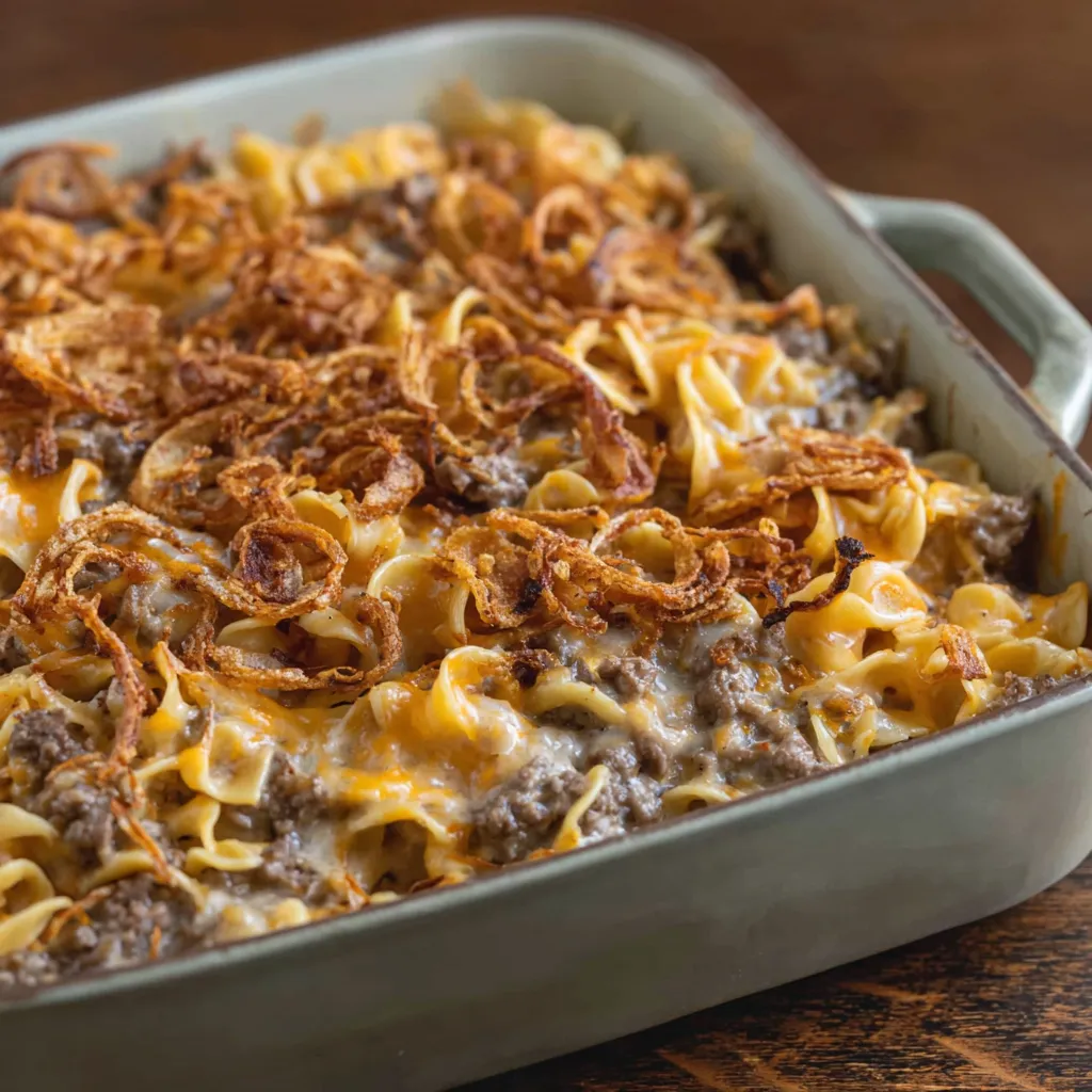 French Onion Beef Noodle Bake