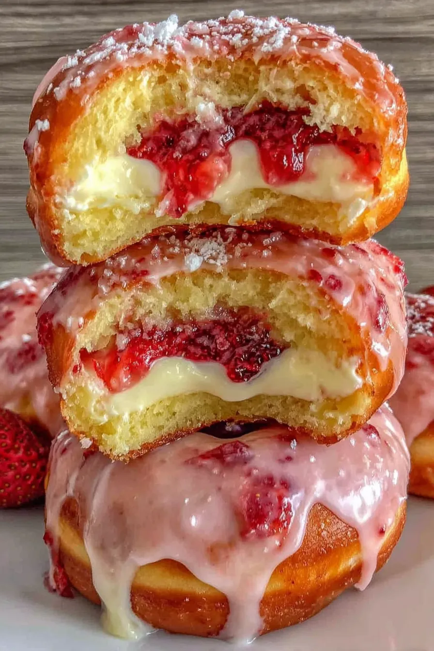 Donuts being piped with filling