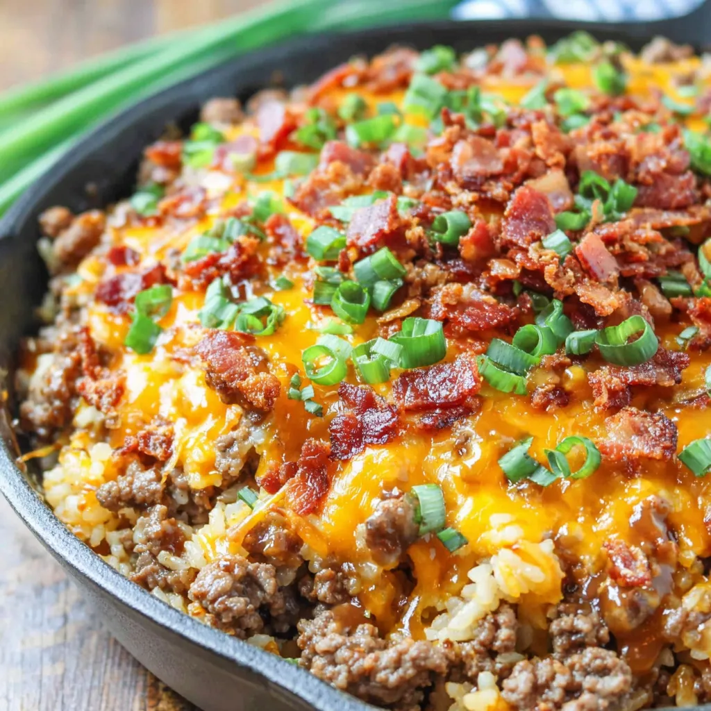 Bacon Cheeseburger Rice Skillet