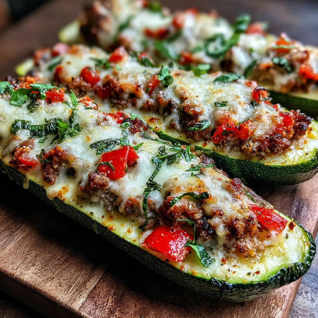 Stuffed Cheese Zucchini Boats