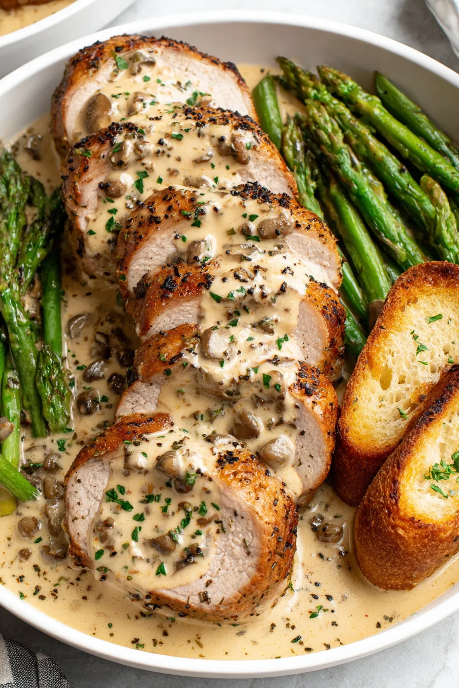 Seared pork medallions in cream sauce