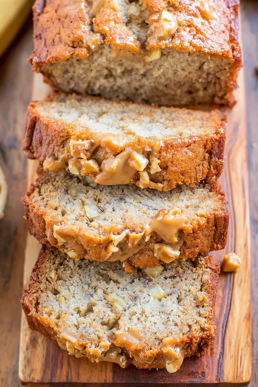Close up of a slice showing banana and apple flecks