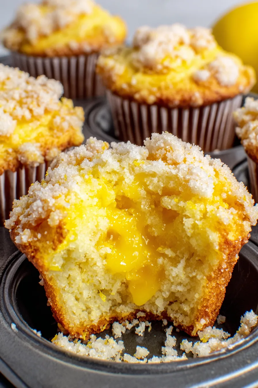 Freshly baked lemon curd muffins on a cooling rack