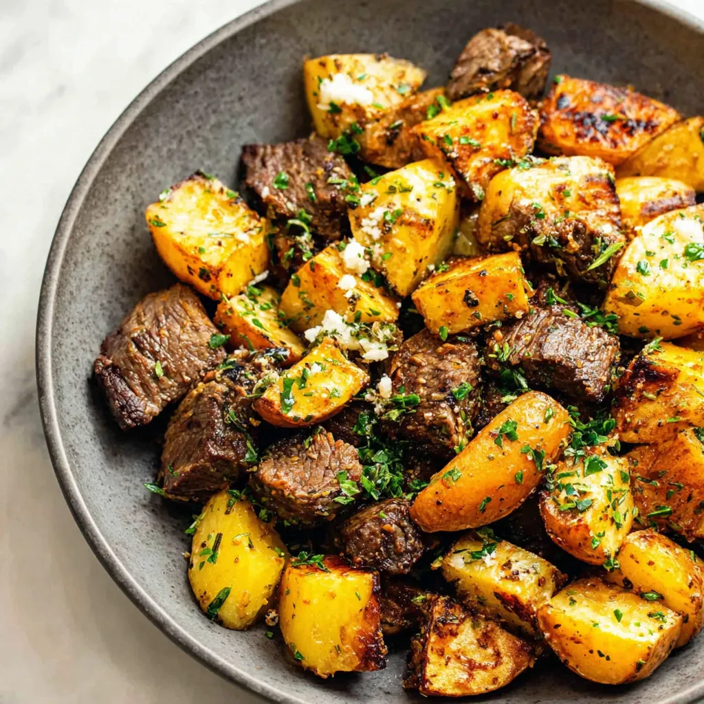 Garlic Butter Steak Bites and Potatoes