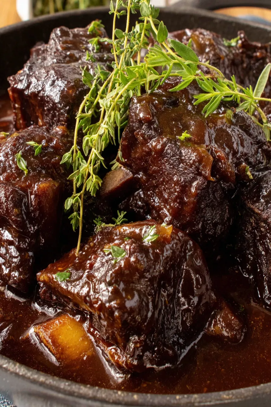 Plated short ribs with sauce