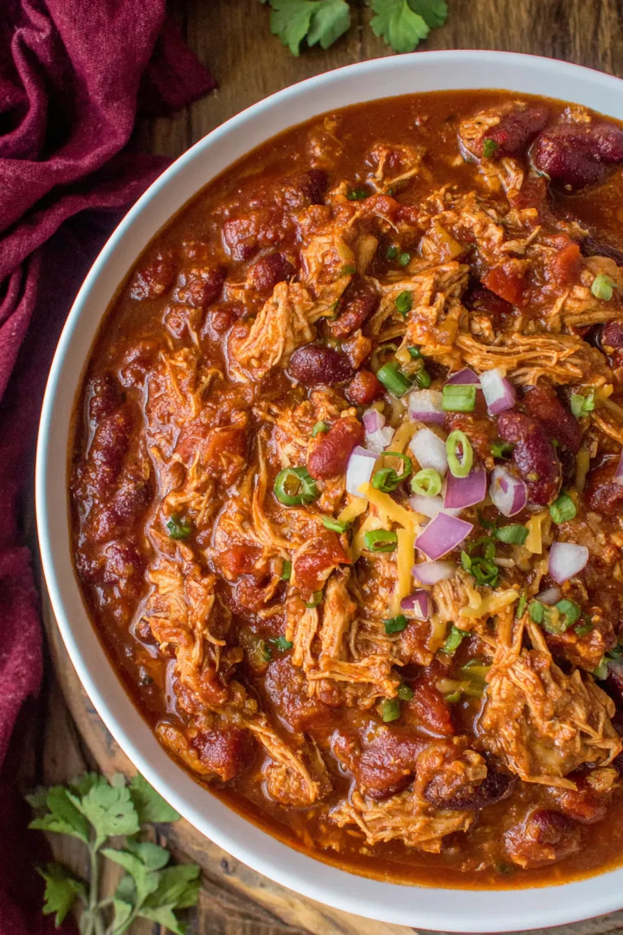 Simmering pot of leftover turkey chili