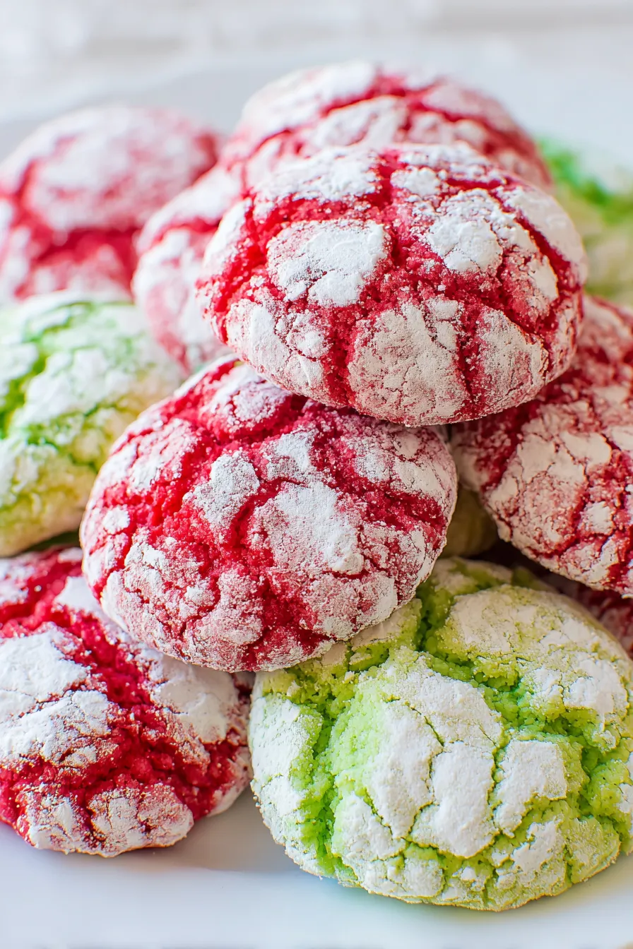 Two colored crinkle cookie dough balls ready for chilling