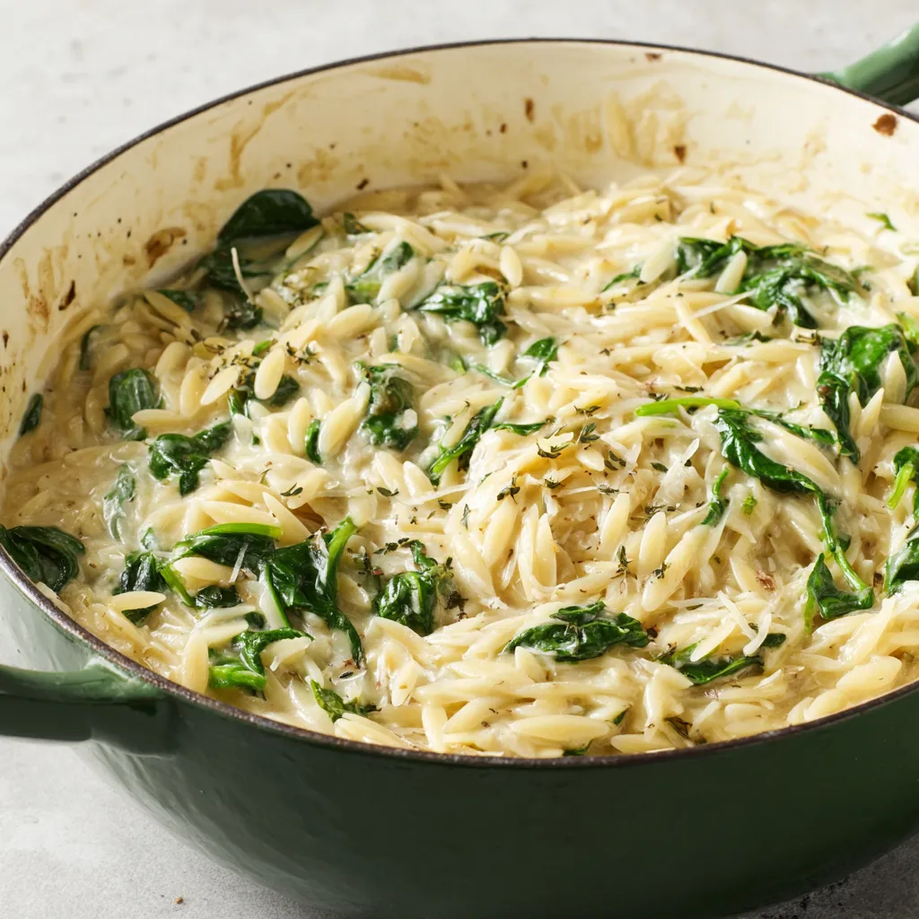 Creamy Garlic Spinach Orzo