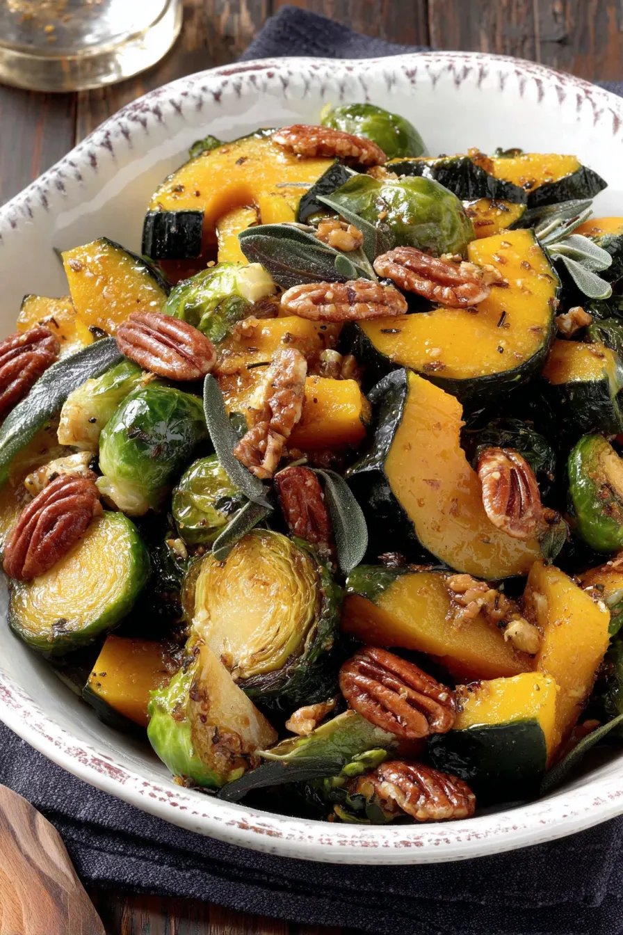 Maple-glazed pecans sizzling in a skillet