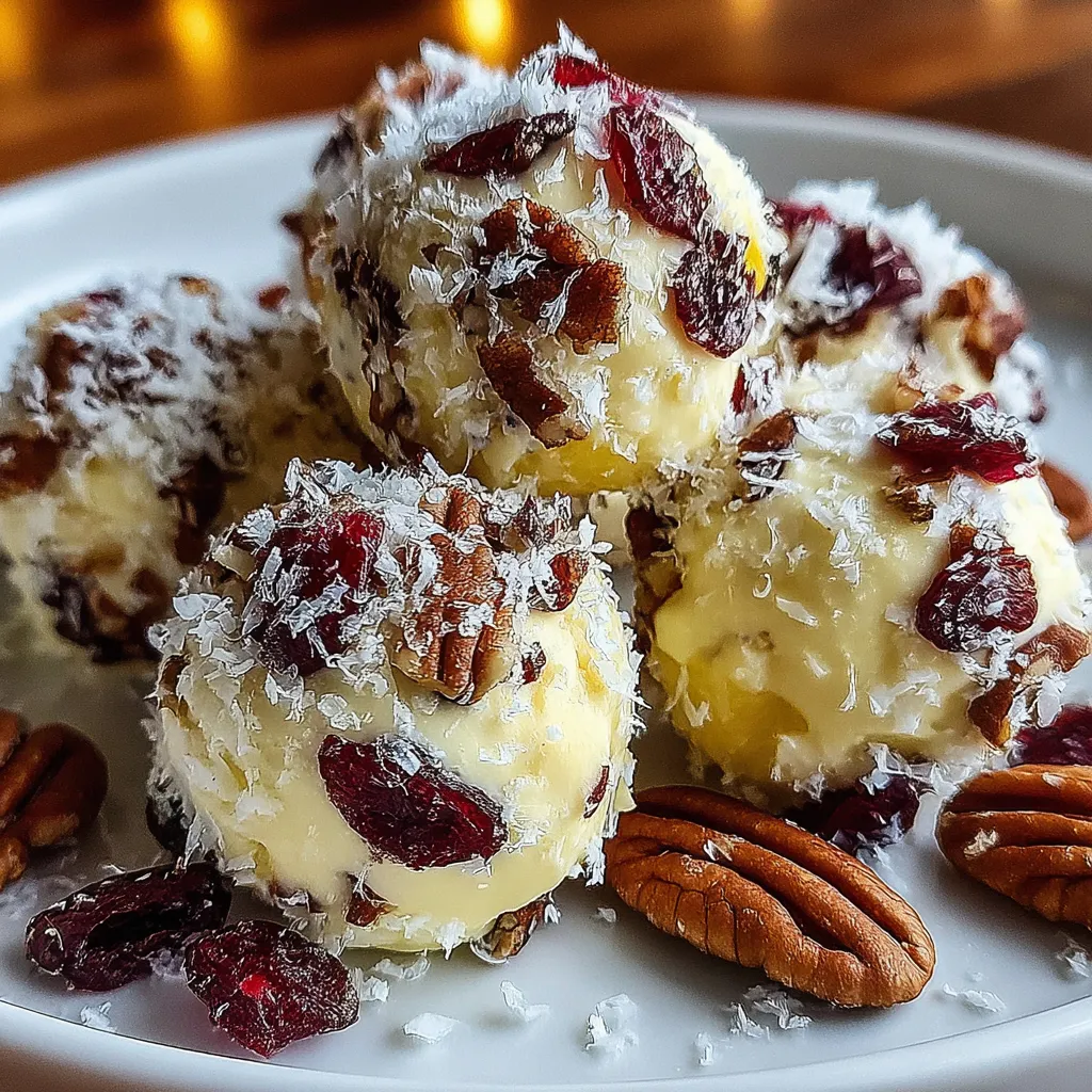 Mini Pineapple Cranberry Cheese Balls with Pecans