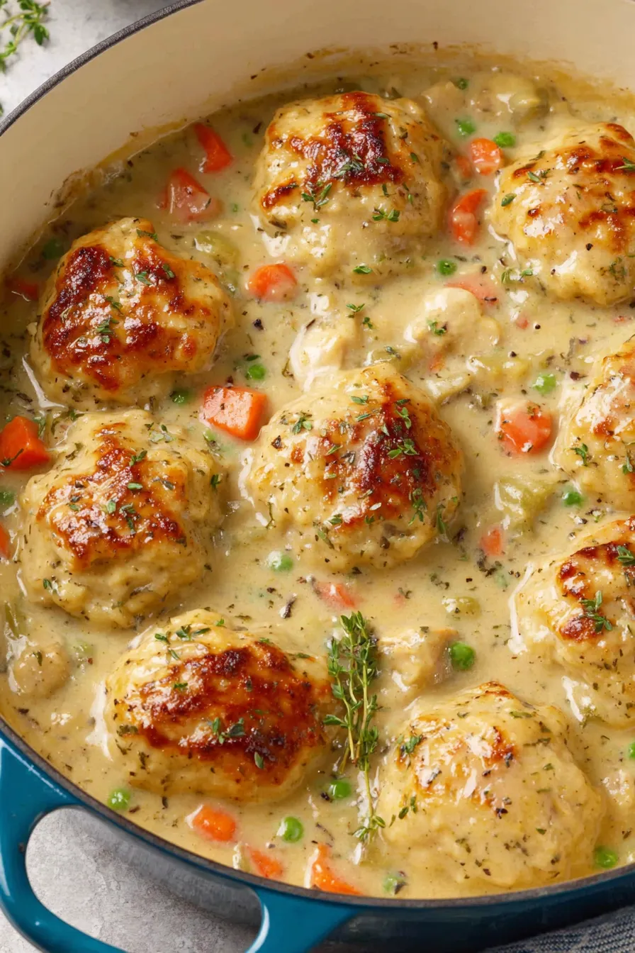 Hearty pot of chicken and dumplings