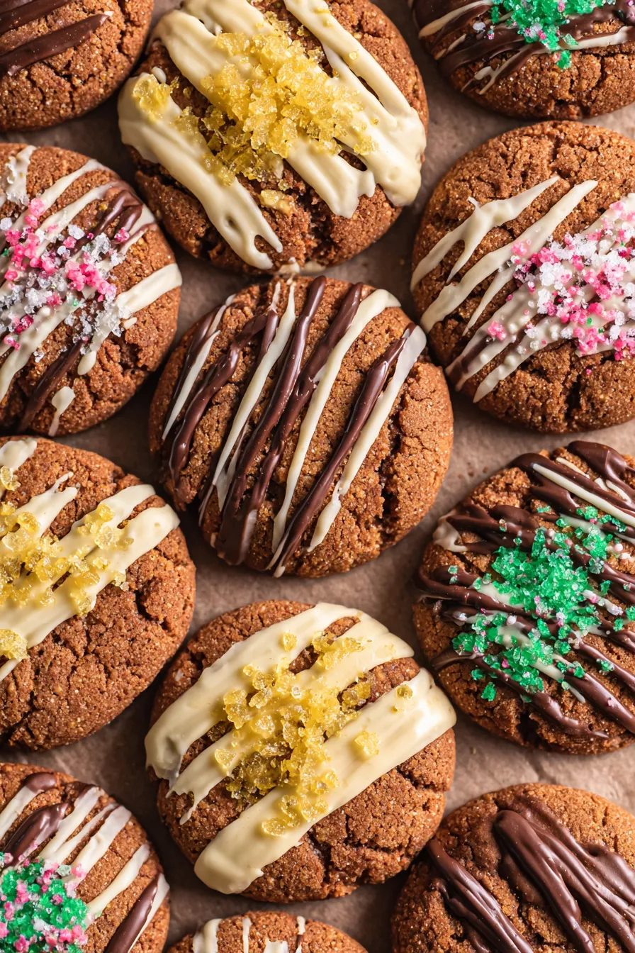 Ginger Molasses Cookies dipped in chocolate