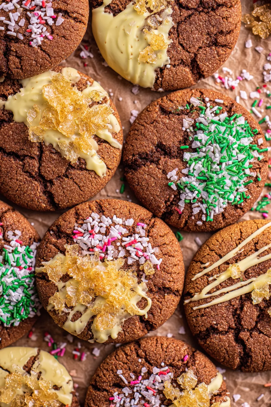 Decorated ginger molasses cookies with sprinkles