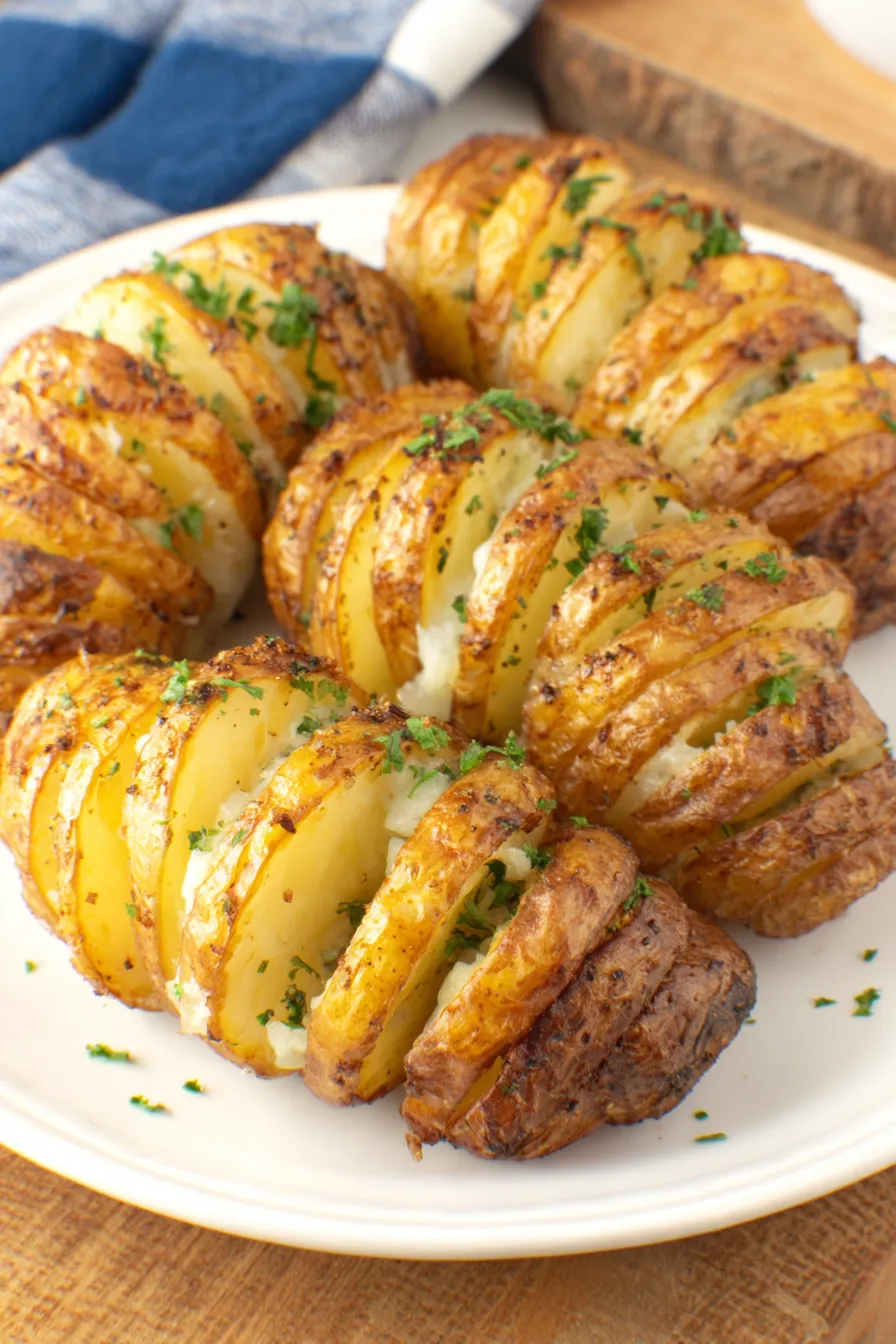 Finished tornado potatoes garnished with parsley