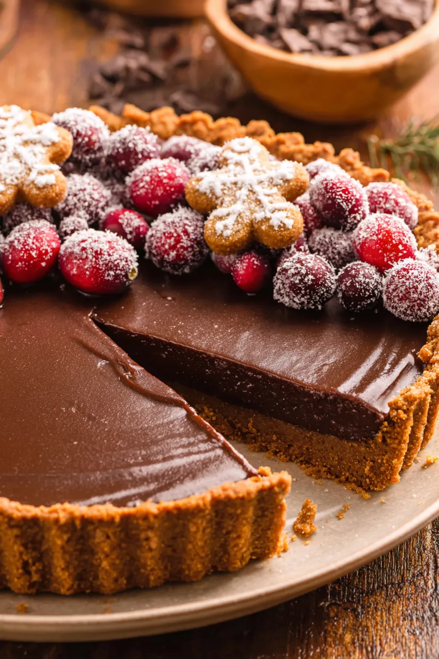 Close-up of ginger chocolate ganache filling