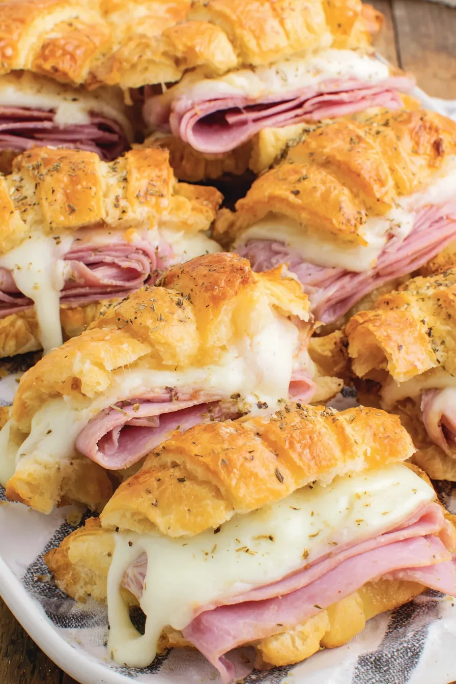 Golden baked ham and cheese squares fresh from the oven