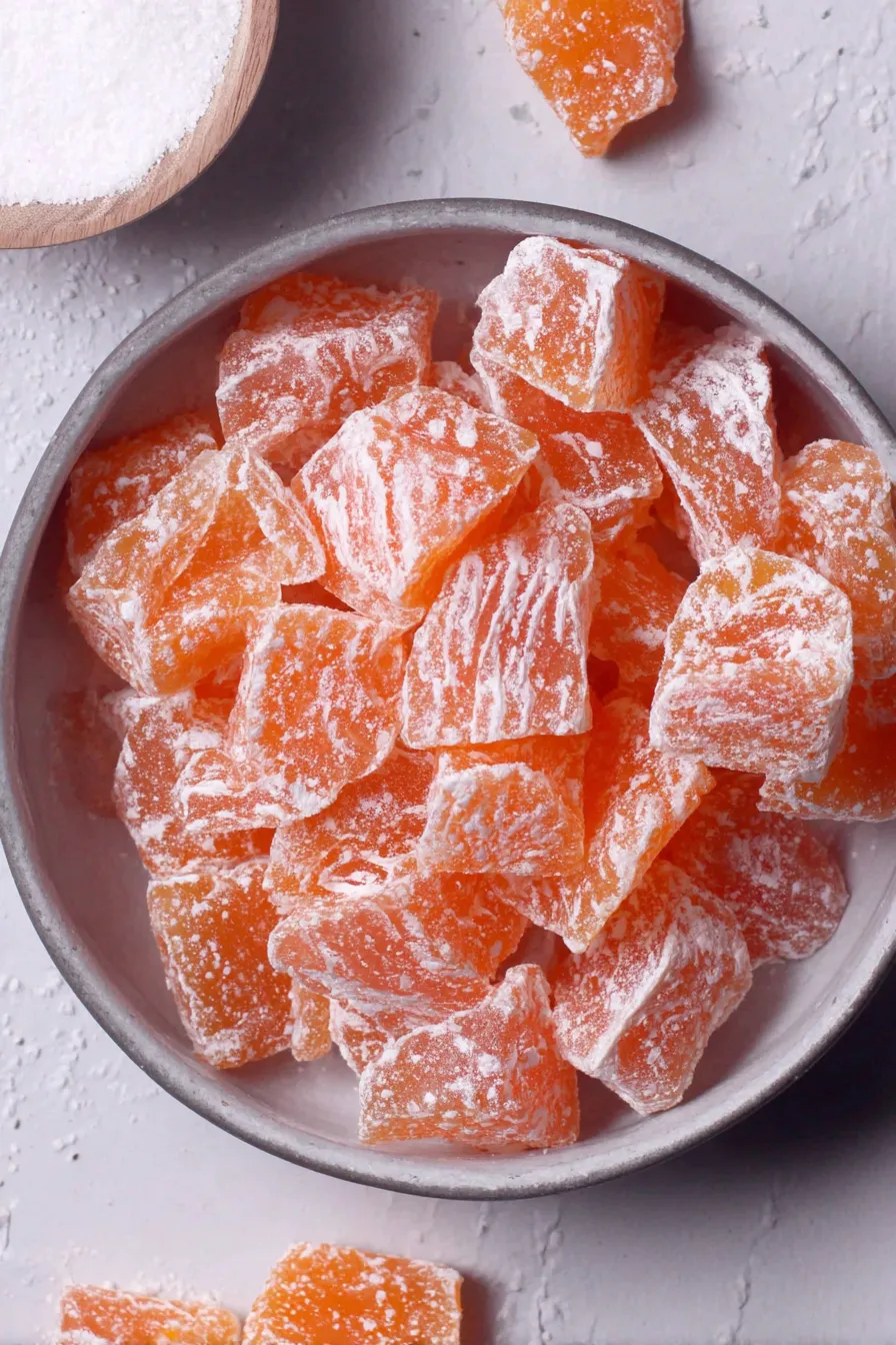 Assorted cut hard candy pieces in bright colors