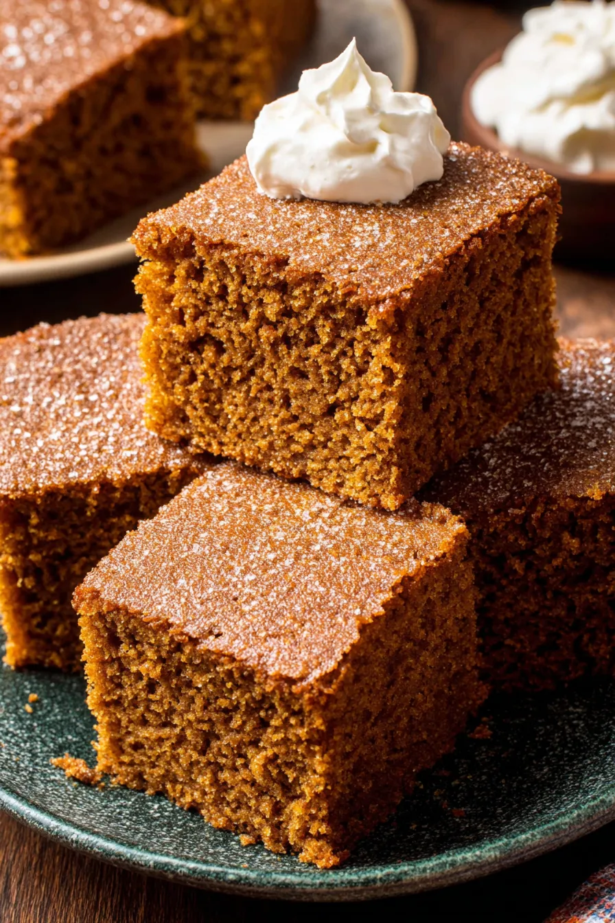 Gingerbread cake in pan, freshly baked