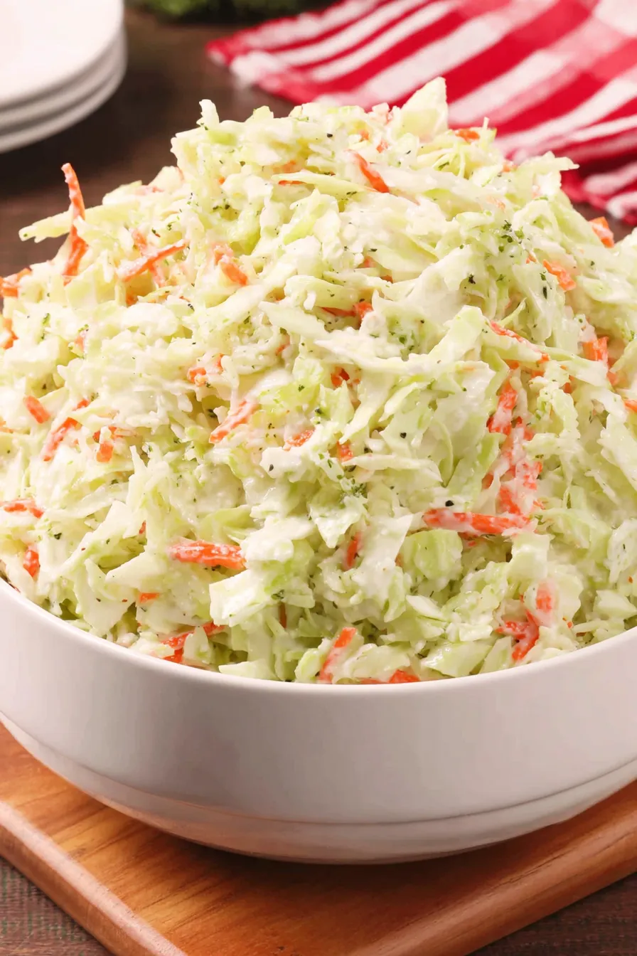 Finely chopped cabbage and carrots for coleslaw