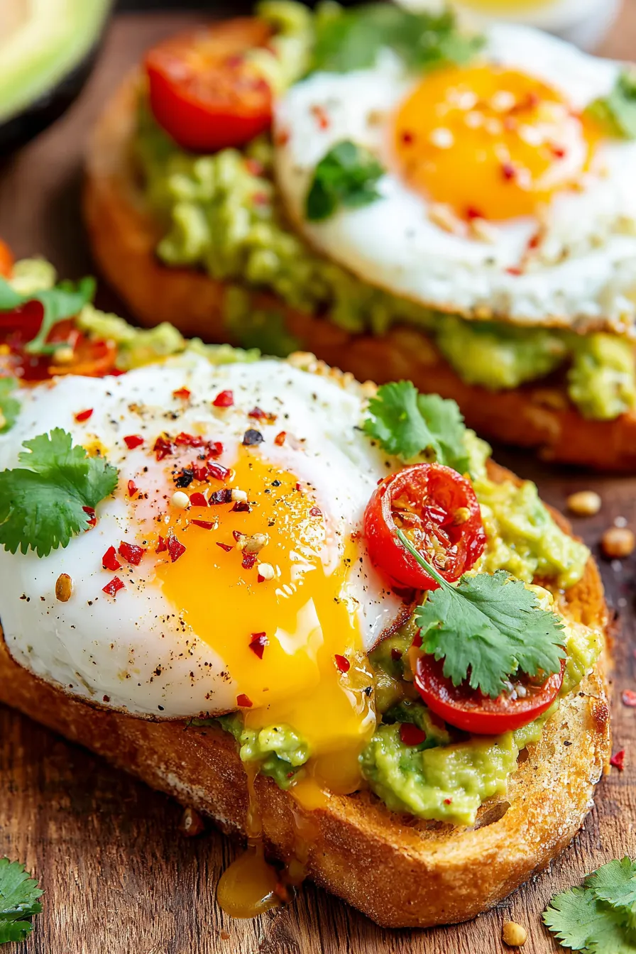 Avocado mash and cherry tomatoes on toast