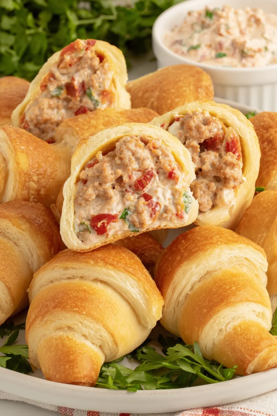 Golden crescent roll on plate