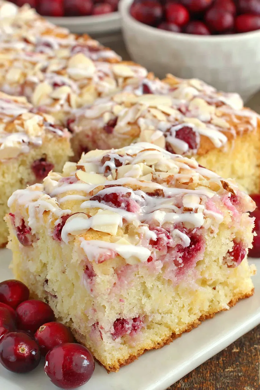 Sliced cake with almonds and glaze