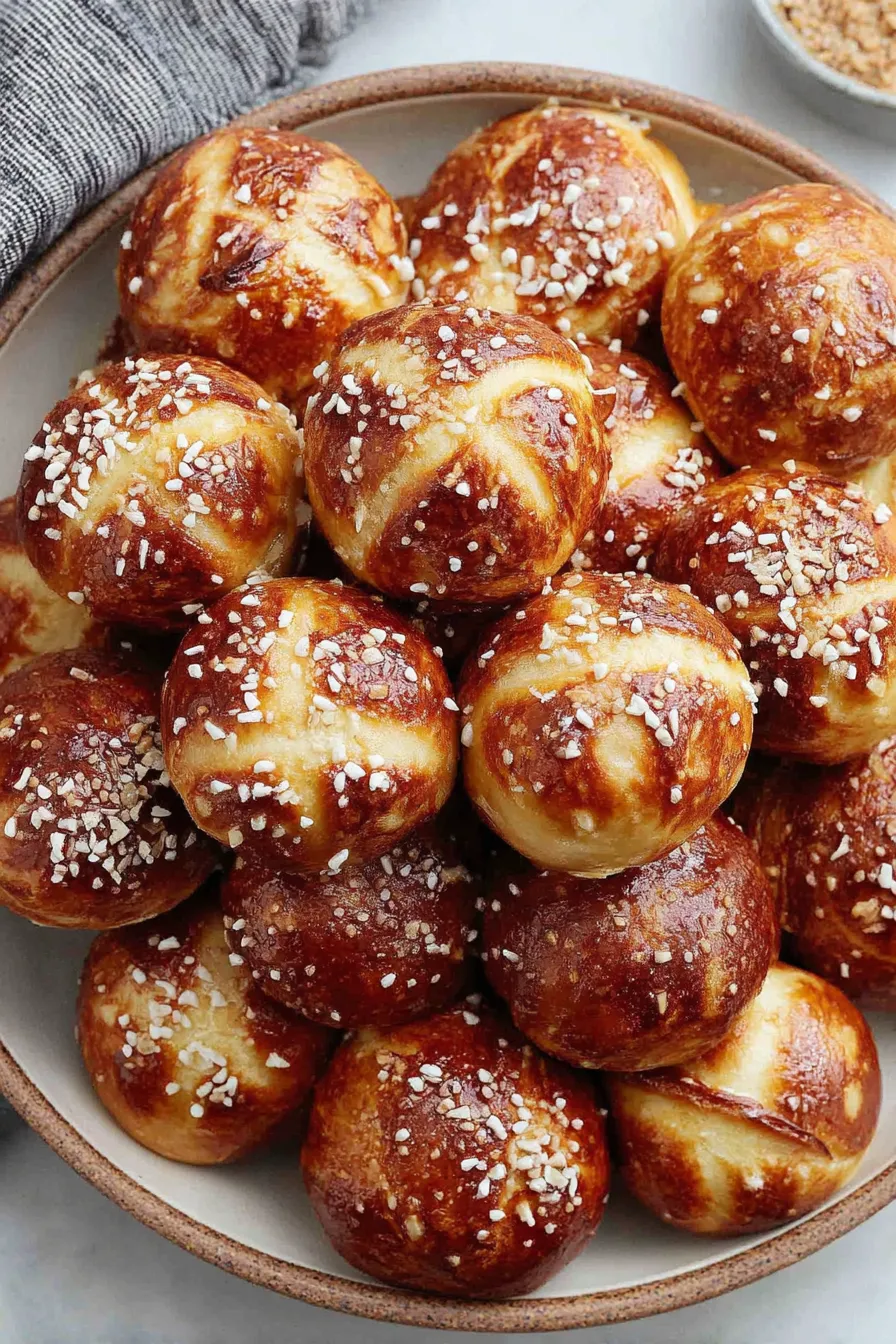 Pretzel bites on a baking sheet before baking