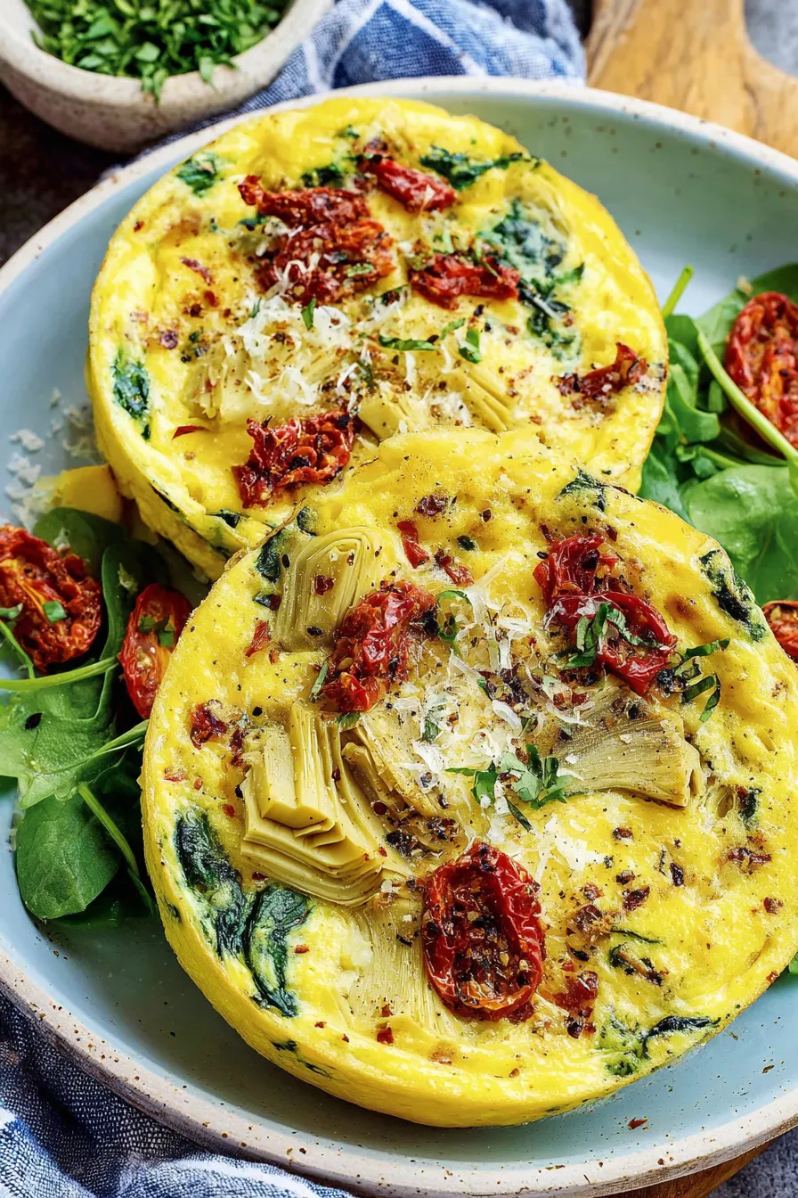 Spinach artichoke sun-dried tomato casserole in baking dish