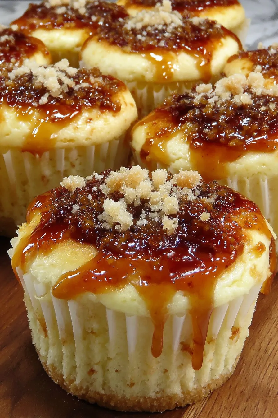 Vanilla bean crème brûlée cheesecake cupcake close up