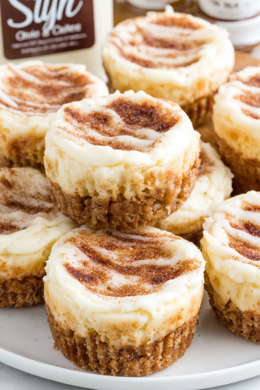 Frosted mini cheesecakes with cinnamon