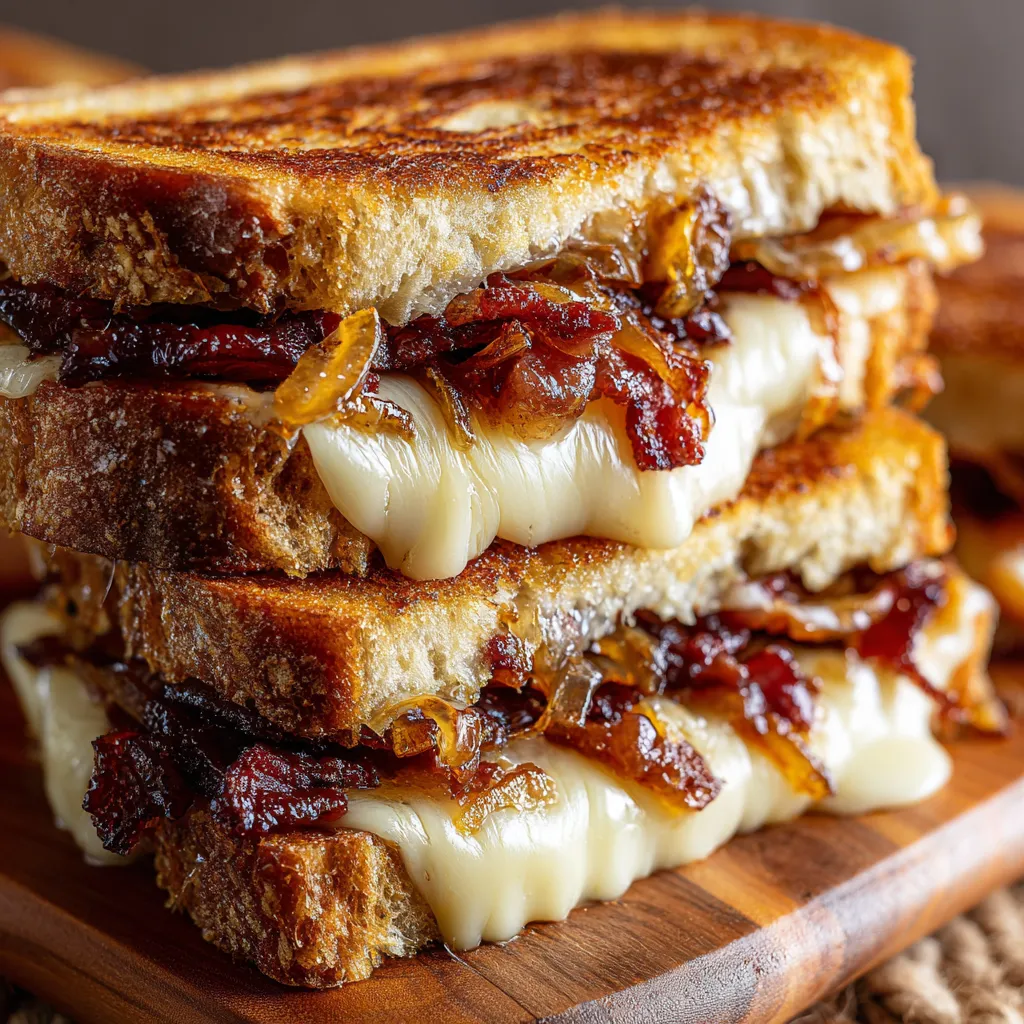 Bacon and Caramelized Onion Grilled Cheese Sandwiches
