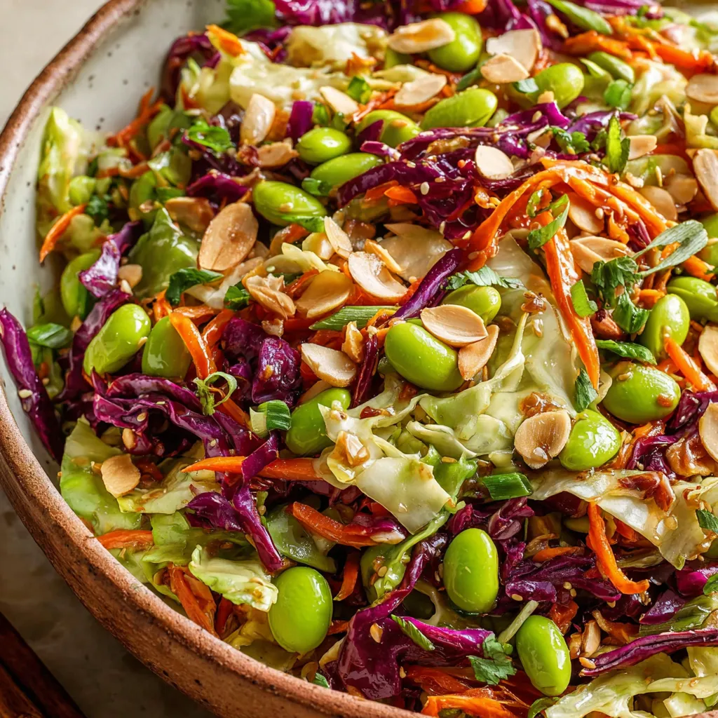 Crunchy Cabbage and Edamame Salad with Sesame Ginger Dressing