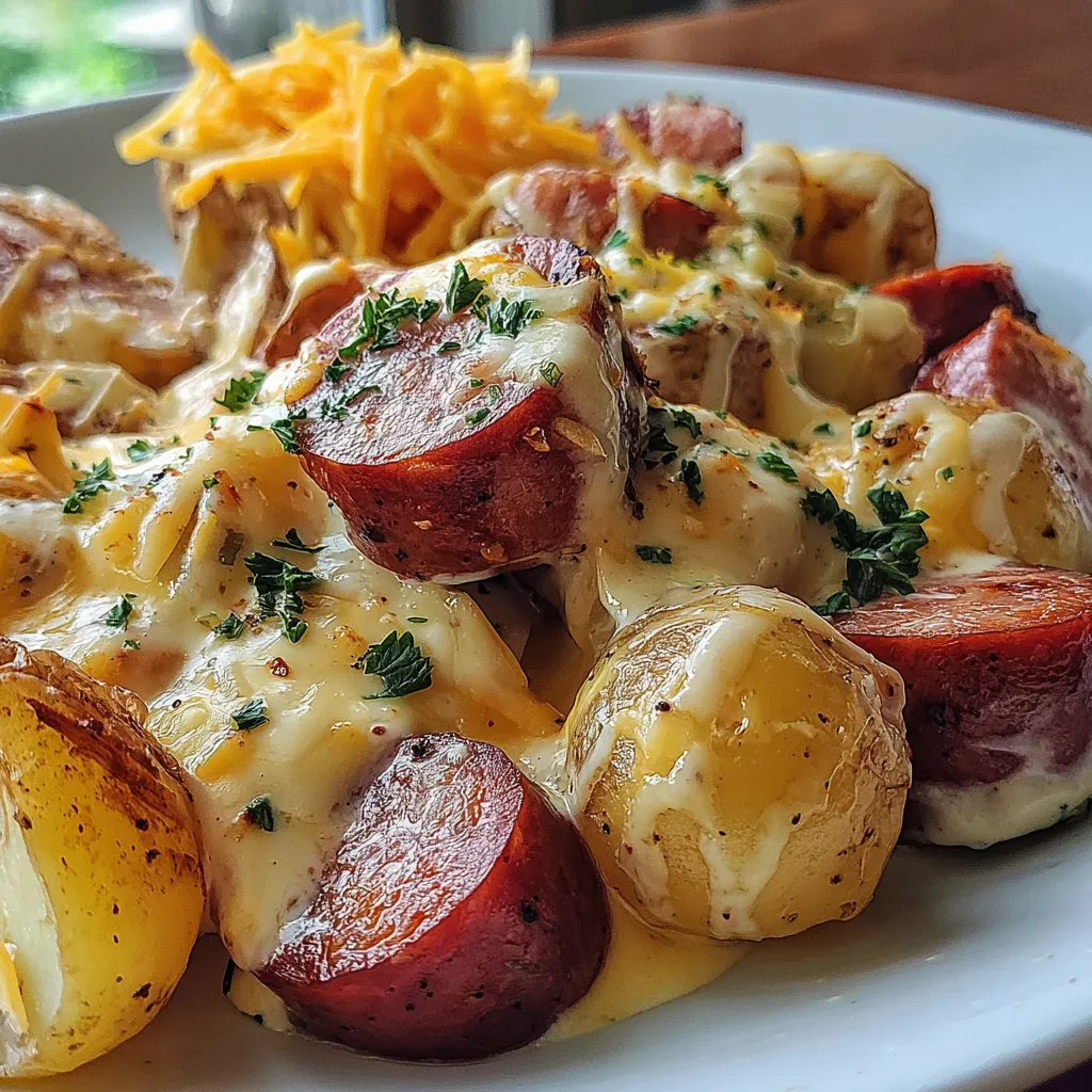 Cheesy Ranch Potatoes and Smoked Sausage