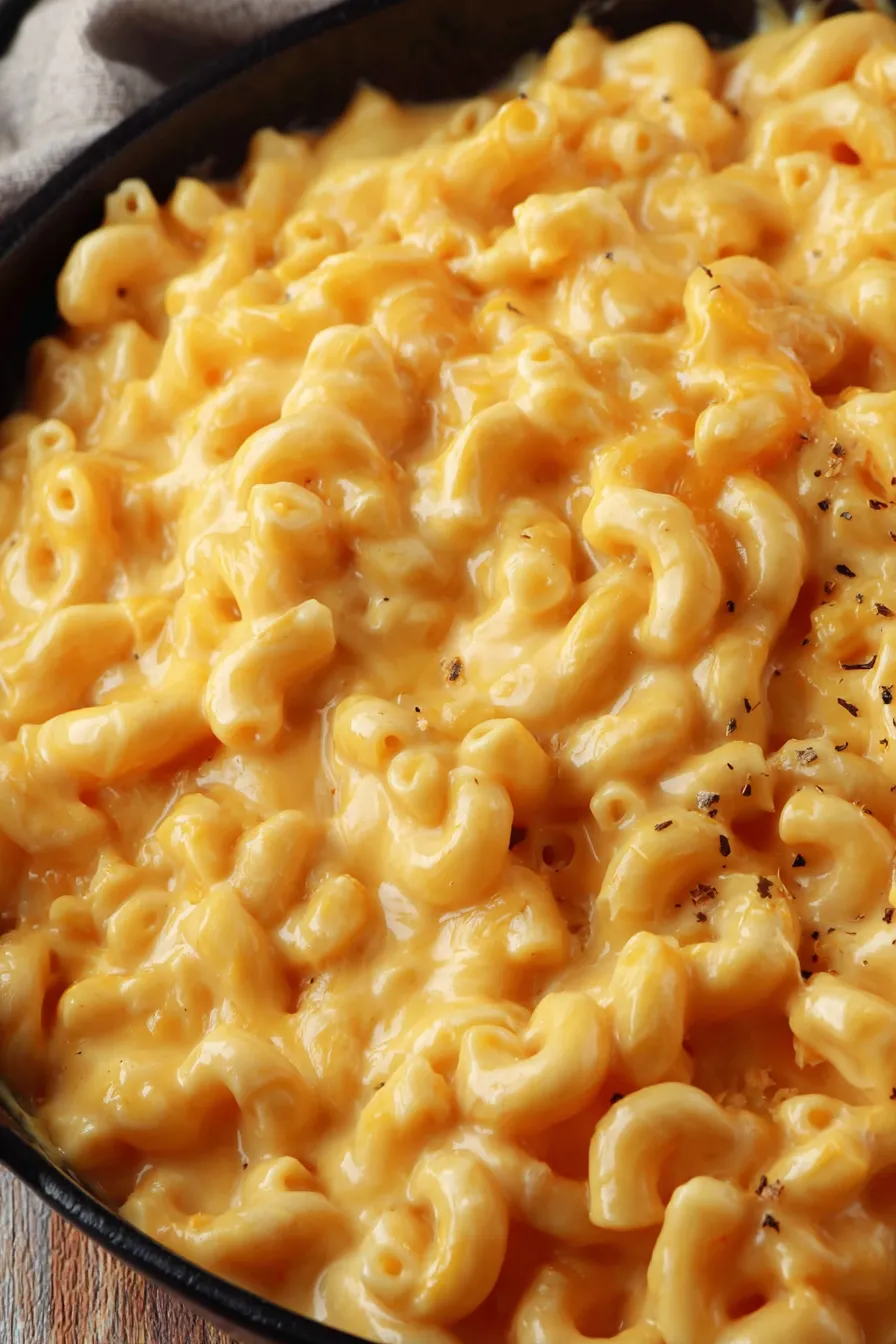 Creamy stovetop mac and cheese in a pot