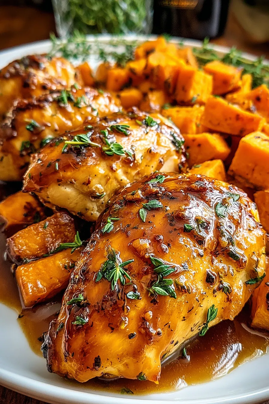 Close-up of maple glaze on chicken